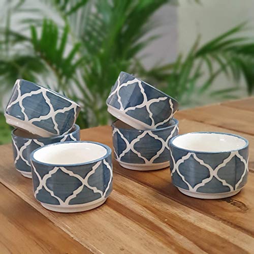 BackSpace Ceramic Serving Dip Sauce Chutney & Pickle Mini Bowls Set of 6 (Grey, Small, 50ML)