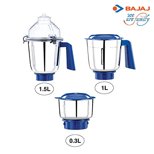 Bajaj Typhoon 750-Watt Mixer Grinder with 3 Jars (White/Turquoise) - Image 2