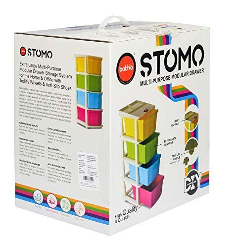 Bathla Stomo 4 – Extra Large Multi-Purpose Modular Drawer Storage System for Home & Office with Trolley Wheels & Anti-Slip Shoes (Multicolour) - Image 3