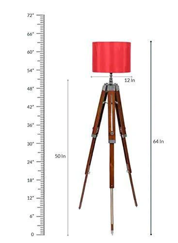 Beverly studio 12" Red Drum Wooden 3 fold Tripod Floor lamp - Image 5