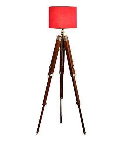 Beverly studio 12" Red Drum Wooden 3 fold Tripod Floor lamp - Image 6