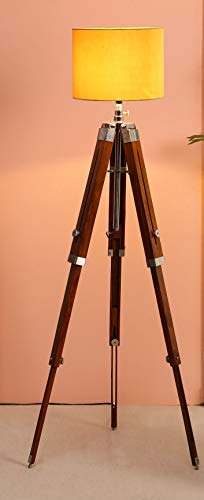 BEVERLY STUDIO Wood Tripod Floor Lamp, Yellow - Image 3