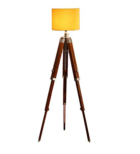 BEVERLY STUDIO Wood Tripod Floor Lamp, Yellow - Image 5