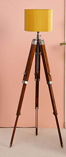 BEVERLY STUDIO Wood Tripod Floor Lamp, Yellow - Image 6