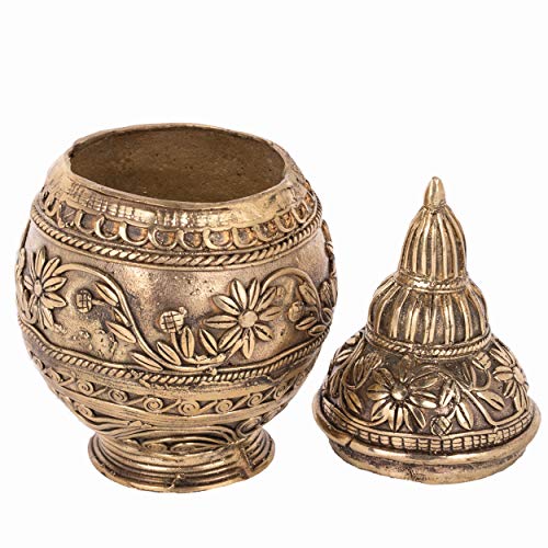 Biswa Bangla Handcrafted Dokra Table-top Laxmi Pot - Gold - Image 2