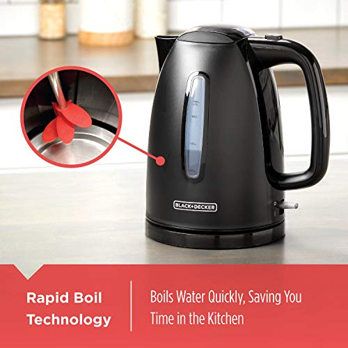 BLACK+DECKER KE1500B 1.7L Rapid Boil Electric Cordless Kettle, Black - Image 8