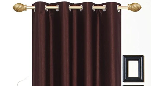 Blexos Polyresin Solid Window Curtain, 5 Feet, Coffee, Pack of 2 - Image 3