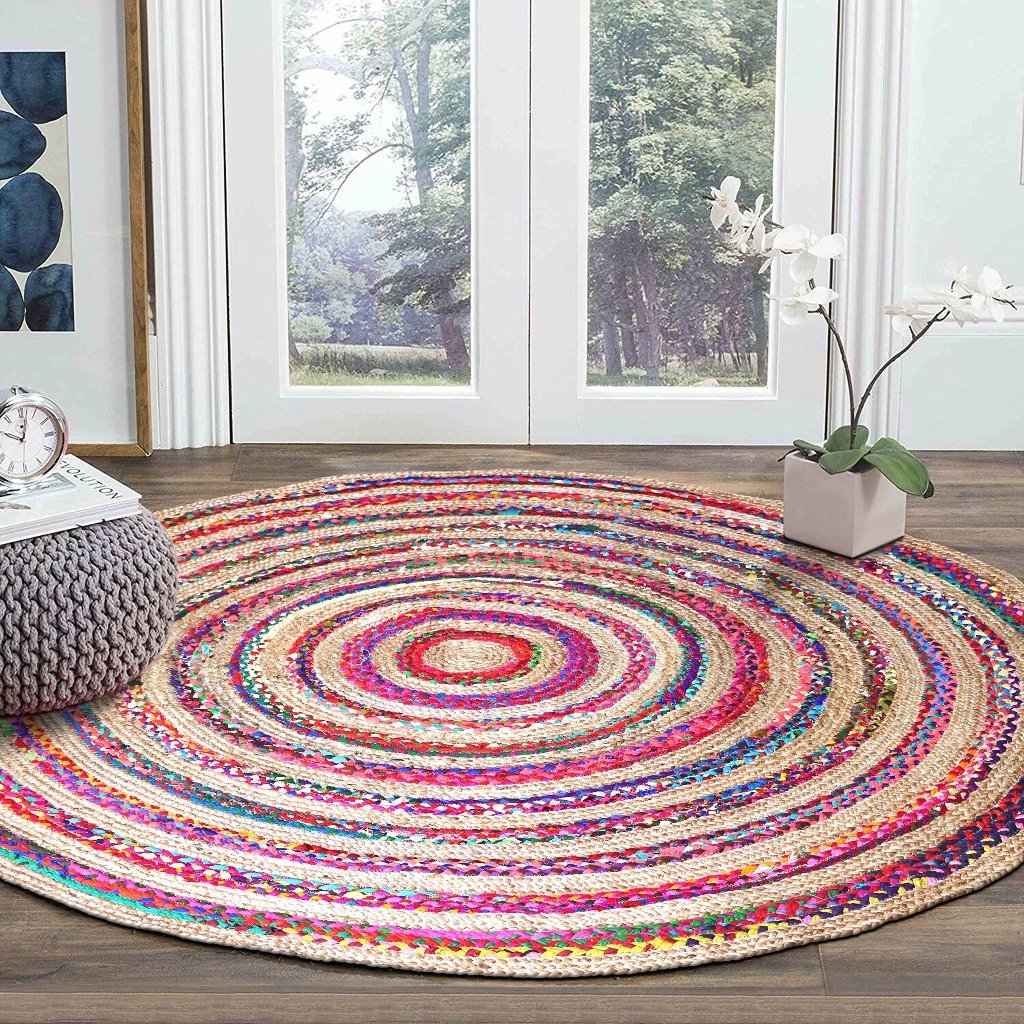 Boho Cotton and Jute Braided Floor Rug