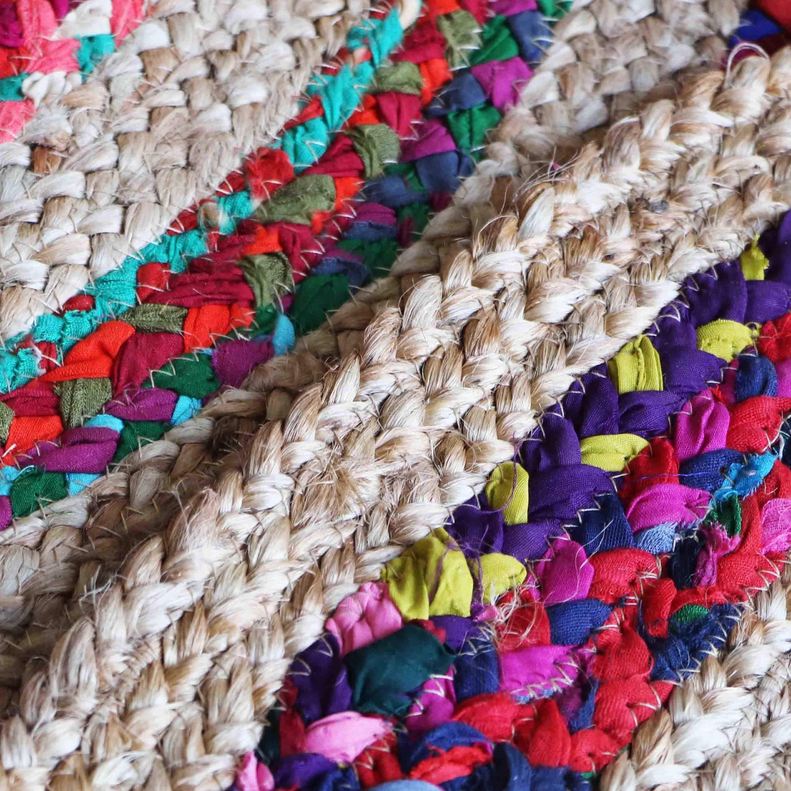 Boho Cotton and Jute Braided Floor Rug - Image 4