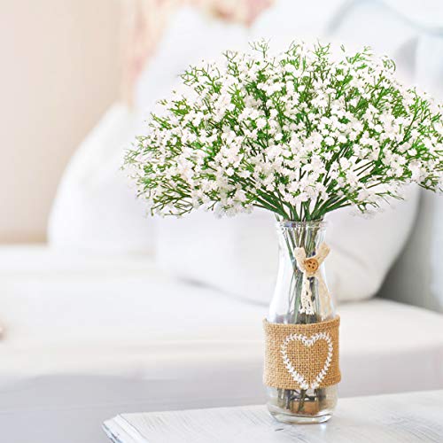 Bomarolan Artificial Baby Breath Flowers Fake Gypsophila Bouquets 12 Pcs Fake Real Touch Flowers for Wedding Decor DIY Home Party(White) - Image 5
