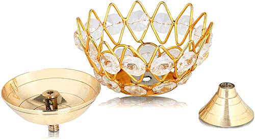 Brass Gallery Brass Small Bowl Crystal Diya Round Shape Kamal Deep Akhand Jyoti Oil Lamp for Home Temple Puja Decor Gifts (Size 4 Inch, Small)(Pack of 4) - Image 3