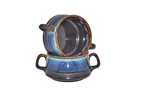 Caffeine Ceramic Handmade Multi Color Double Handled Soup Bowl with Spoon (Set of 4) - Image 2