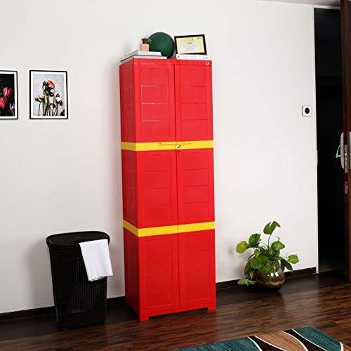 Cello Novelty Large Storage Cupboard with 4 Shelves(Red and Yellow) - Image 2