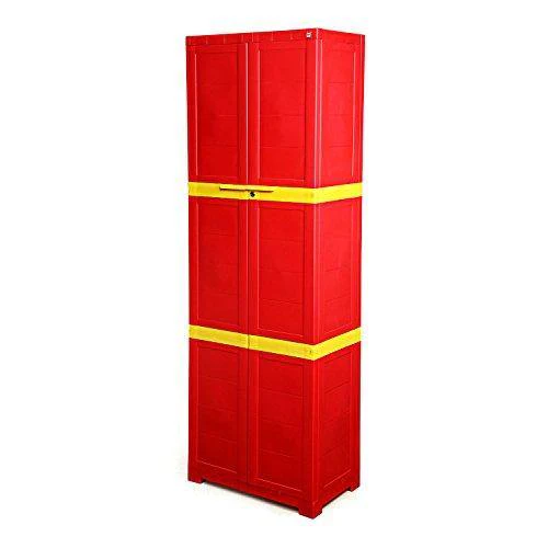 Cello Novelty Large Storage Cupboard with 4 Shelves(Red and Yellow) - Image 3