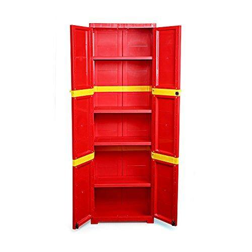 Cello Novelty Large Storage Cupboard with 4 Shelves(Red and Yellow) - Image 6