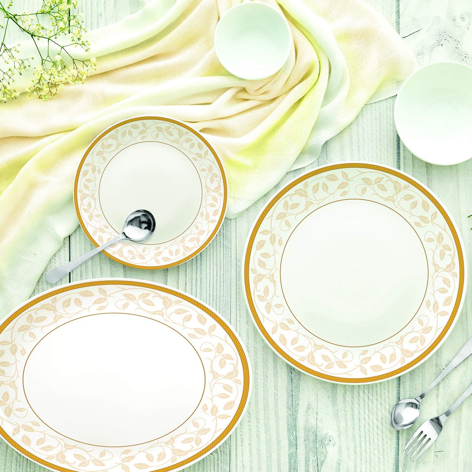 Cello Royal Amber Gold Opalware Dinner Set, 33 Pieces - Image 3