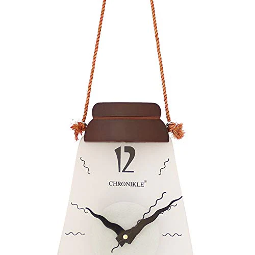 CHRONIKLE Wood Wall Clock (52 x18 cm, Brown) - Image 4