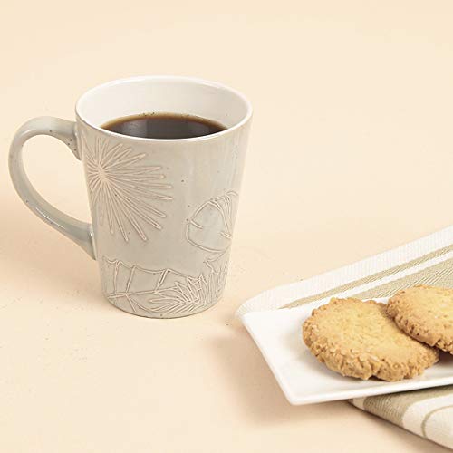 Chumbak Bahamas Leafy Tumbler Mug - Mint - Tea and Coffee Mug, Ceramic Drinking Cup, Dining and Tableware for Hot Beverages, Breakfast Mug for Home, Dishwasher and Microwave Safe, Size 3.4"x3.4"x4.5" - Image 2