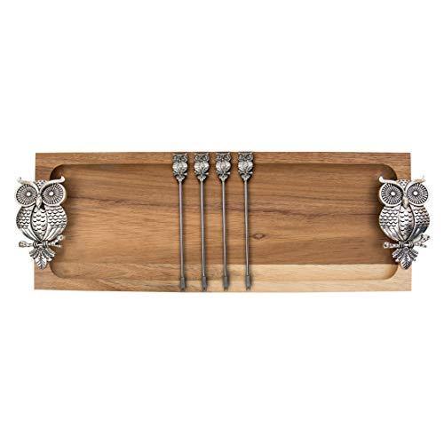 Chumbak Ornate Owl Platter with Skewers