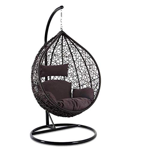 CITE Swing Chair || Leaf Single Seater || Swing Chair with Stand & Cushion & Hook Outdoor || Indoor || Outdoor || Living Room || Balcony || Garden || Patio || Home Improvement (Standard) (Brown)