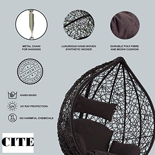 CITE Swing Chair || Leaf Single Seater || Swing Chair with Stand & Cushion & Hook Outdoor || Indoor || Outdoor || Living Room || Balcony || Garden || Patio || Home Improvement (Standard) (Brown) - Image 3