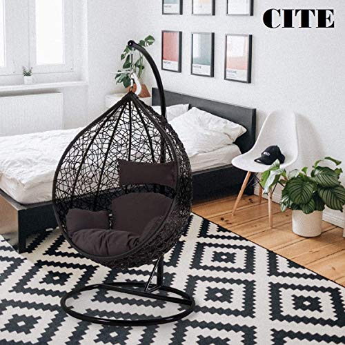 CITE Swing Chair || Leaf Single Seater || Swing Chair with Stand & Cushion & Hook Outdoor || Indoor || Outdoor || Living Room || Balcony || Garden || Patio || Home Improvement (Standard) (Brown) - Image 5