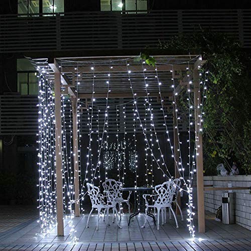 CITRA 240 LED 9.8Feet Curtain Lights Icicle Lights Fairy String Lights with 8 Modes for Wedding Party Family Patio Lawn Decoration - Cool White - Image 6