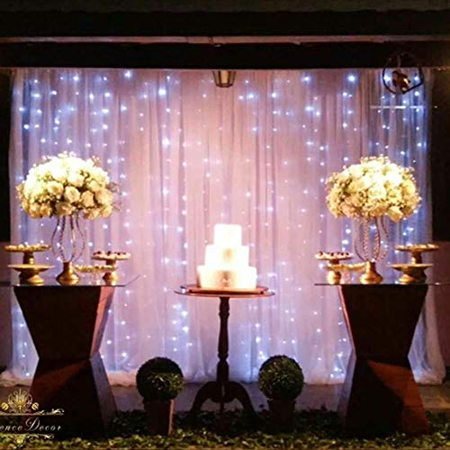 CITRA 240 LED 9.8Feet Curtain Lights Icicle Lights Fairy String Lights with 8 Modes for Wedding Party Family Patio Lawn Decoration - Cool White - Image 7