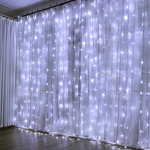 CITRA 240 LED 9.8Feet Curtain Lights Icicle Lights Fairy String Lights with 8 Modes for Wedding Party Family Patio Lawn Decoration - Cool White - Image 8