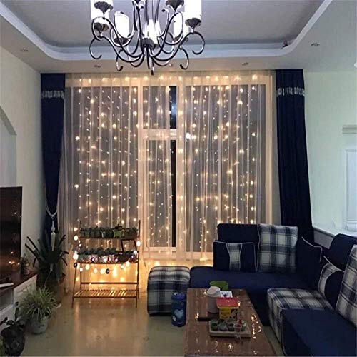 CITRA 240 LED 9.8Feet Curtain Lights Icicle Lights Fairy String Lights with 8 Modes for Wedding Party Family Patio Lawn Decoration - Warm White - Image 3