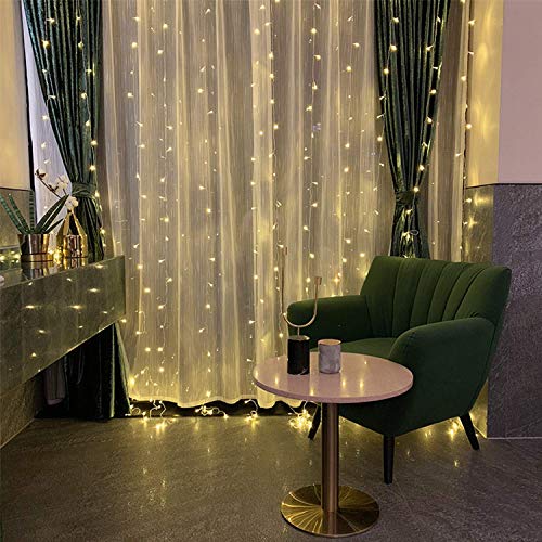 CITRA 240 LED 9.8Feet Curtain Lights Icicle Lights Fairy String Lights with 8 Modes for Wedding Party Family Patio Lawn Decoration - Warm White - Image 4