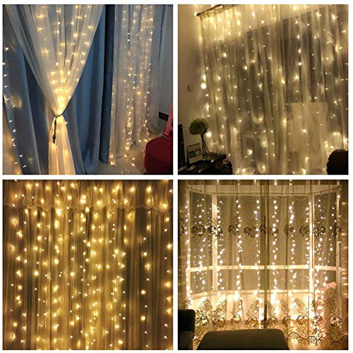 CITRA 240 LED 9.8Feet Curtain Lights Icicle Lights Fairy String Lights with 8 Modes for Wedding Party Family Patio Lawn Decoration - Warm White - Image 5