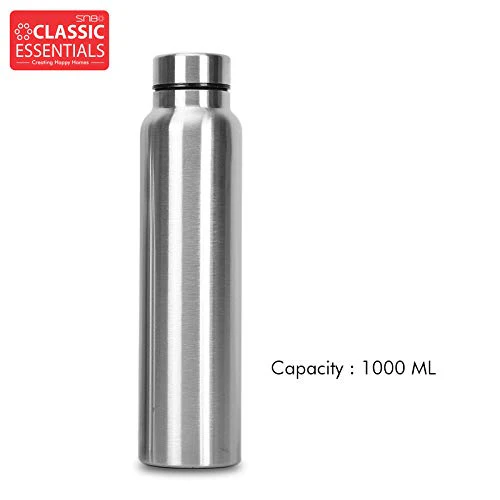Classic Essentials Spring Stainless Steel Single Walled Fridge Water Bottle (1000ml, Silver) - Image 4