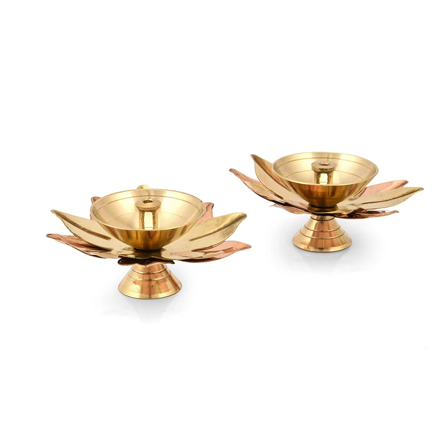 Collectible India Set of 8 Brass Small Lotus Shape Kamal Diya Oil Lamp for Home Temple Puja Articles Decor Gifts (8 Pcs) - Image 2