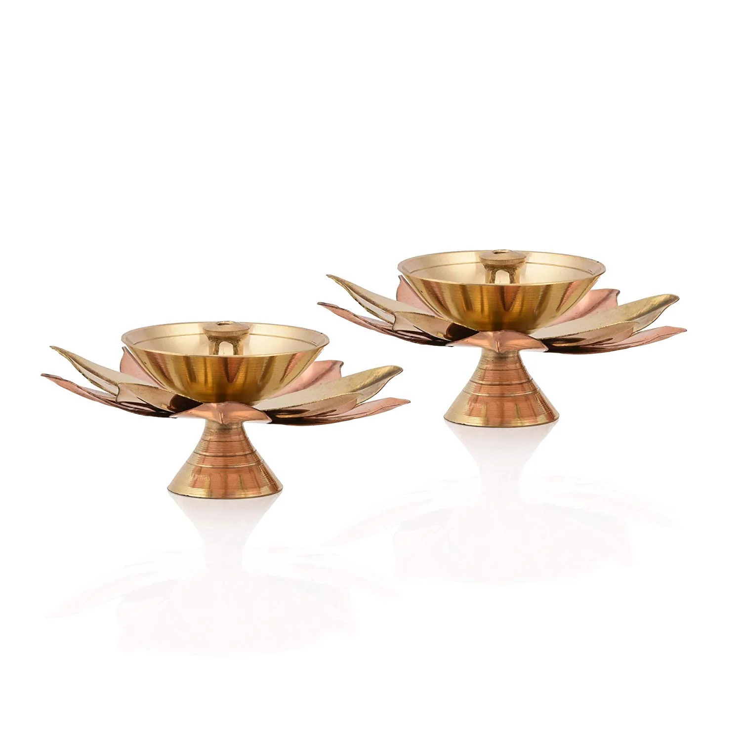 Collectible India Set of 8 Brass Small Lotus Shape Kamal Diya Oil Lamp for Home Temple Puja Articles Decor Gifts (8 Pcs) - Image 3
