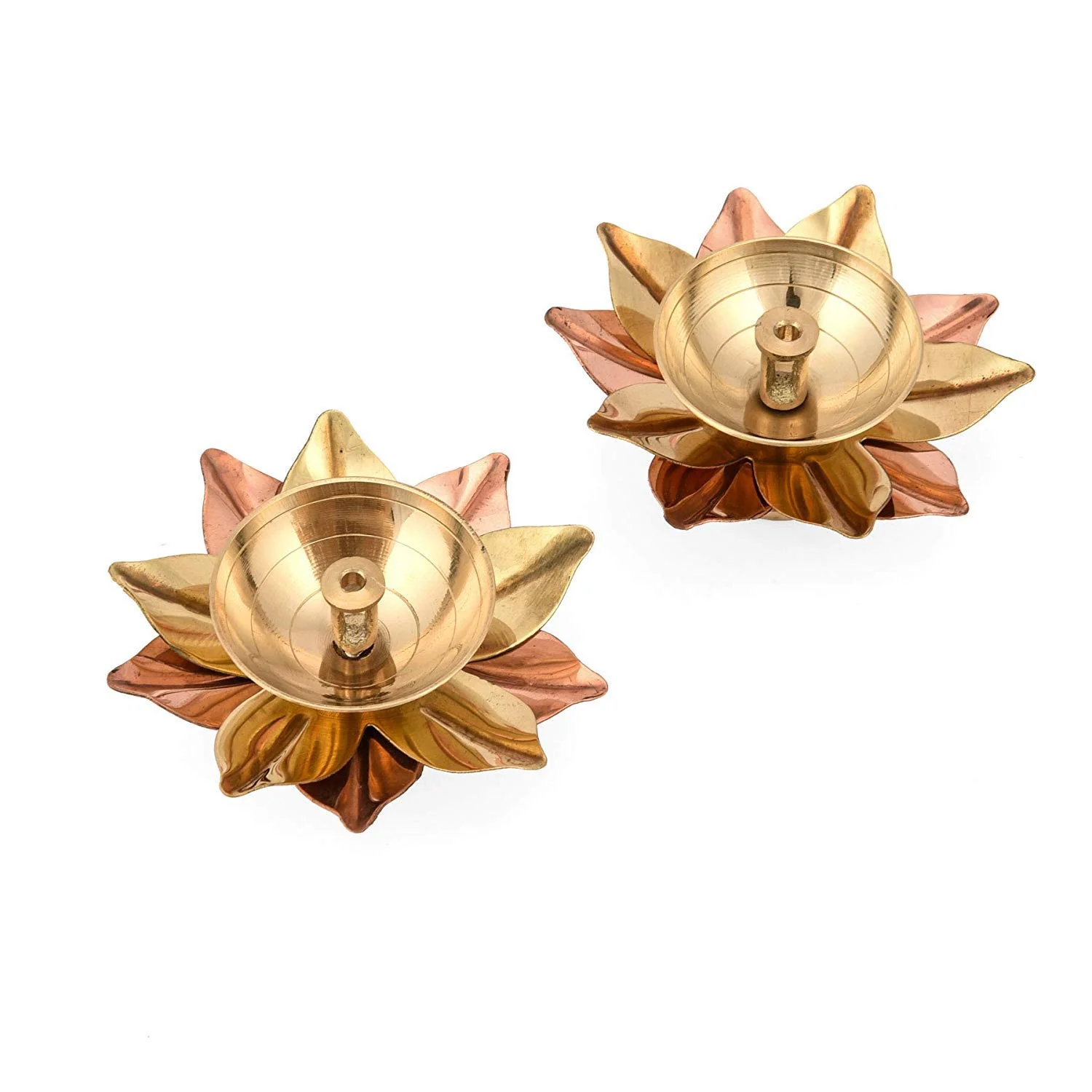 Collectible India Set of 8 Brass Small Lotus Shape Kamal Diya Oil Lamp for Home Temple Puja Articles Decor Gifts (8 Pcs) - Image 4