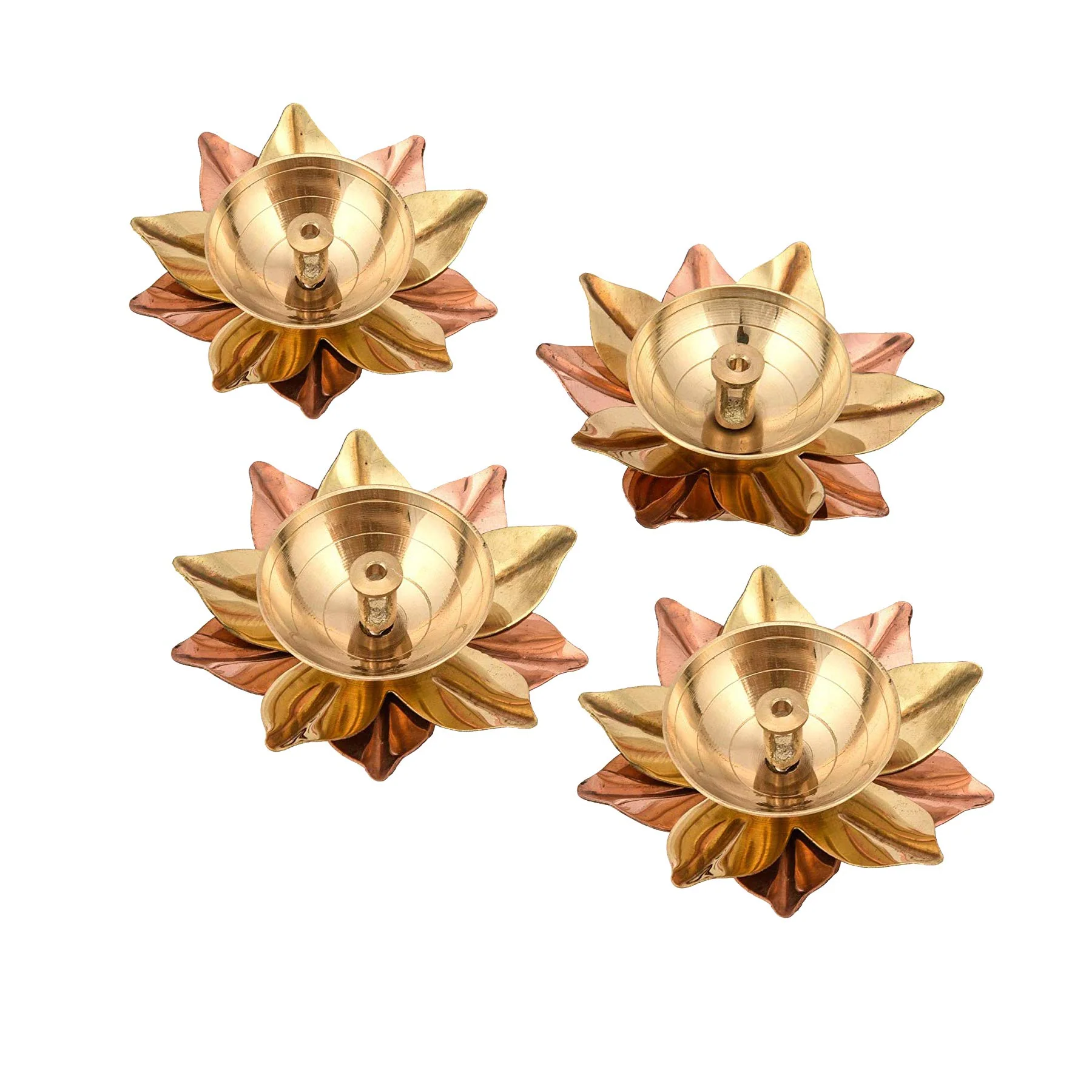 Collectible India Set of 8 Brass Small Lotus Shape Kamal Diya Oil Lamp for Home Temple Puja Articles Decor Gifts (8 Pcs) - Image 5