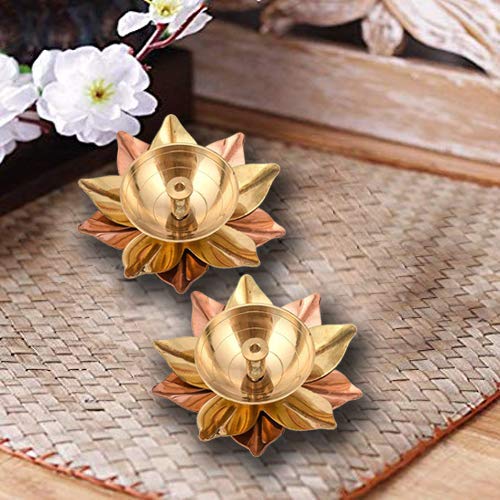 Collectible India Set of 8 Brass Small Lotus Shape Kamal Diya Oil Lamp for Home Temple Puja Articles Decor Gifts (8 Pcs) - Image 6
