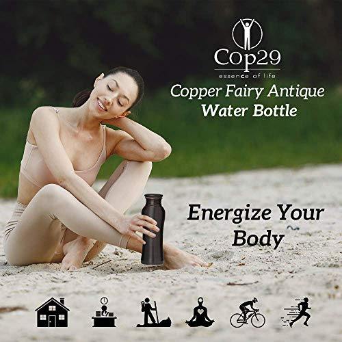 Cop29 Essence of Life - Pure Handmade Antique Finish Fairy Copper Water Bottle with Ayurvedic Health Benefits, 900ml - Image 7