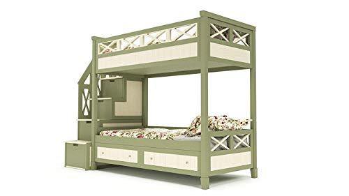 Craftatoz Solid Wooden Bunk Bed for Bedroom (Green)