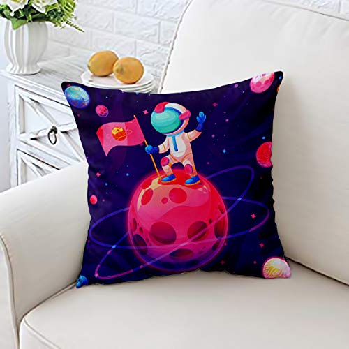 CRAFTLINEN Premium Kids Nursery Decor - Digital Print Reversible Cushion Cover for Babies and Toddler Bed & Seating 16 x 16 inch (Astronaut and Space Animal Fun) - Image 6