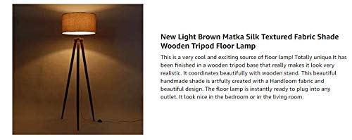 Craftter New Light Brown Matka Silk Textured Fabric Shade Wooden Tripod Floor Lamps for Living & Bed Room Home and Office Stylish Floor Decoration and Standing Lamp with Elegant Shades - Image 4