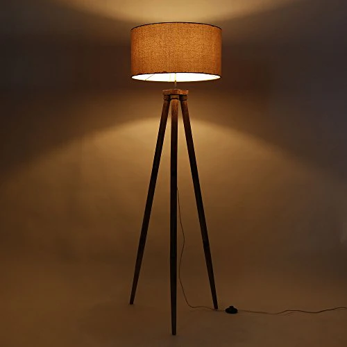 Craftter New Light Brown Matka Silk Textured Fabric Shade Wooden Tripod Floor Lamps for Living & Bed Room Home and Office Stylish Floor Decoration and Standing Lamp with Elegant Shades - Image 6