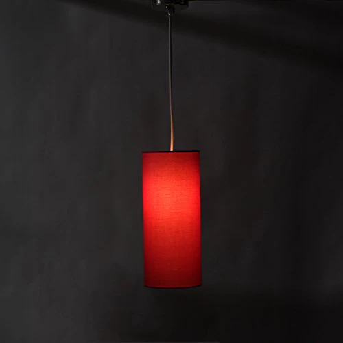 Craftter Plain Red Color Fabric Long Cylendrical Hanging Lamp. - Image 3
