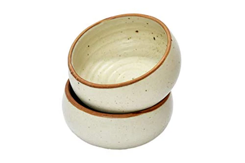 Crock Comforts Handmade & Handcrafted Ceramic Stoneware Cream White Desert /Chutney Bowl (3 inch Diameter) Set of 2 - Image 3