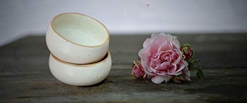 Crock Comforts Handmade & Handcrafted Ceramic Stoneware Cream White Desert /Chutney Bowl (3 inch Diameter) Set of 2 - Image 4