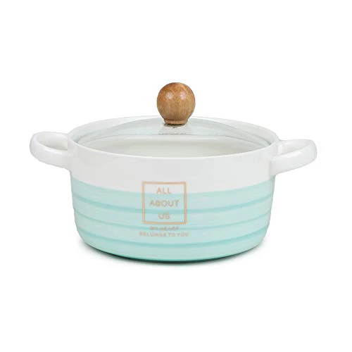 CupShup Evergreen Ceramic Casserole, Set of 1, 850 ml, Blue