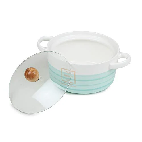 CupShup Evergreen Ceramic Casserole, Set of 1, 850 ml, Blue - Image 7