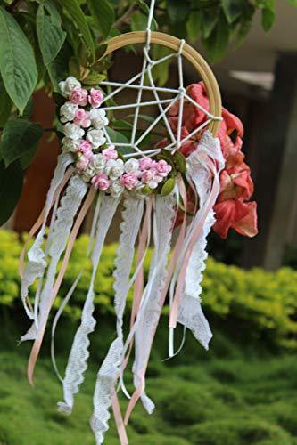 Daedal dream catchers Wool & Wool Blend Dream Catcher (25 x 15 x 1 cm, White Pink) - Image 2