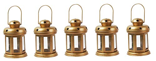 Datalact Garden Decor Lights Handcrafted Lantern Tea Light Holder Set of 5